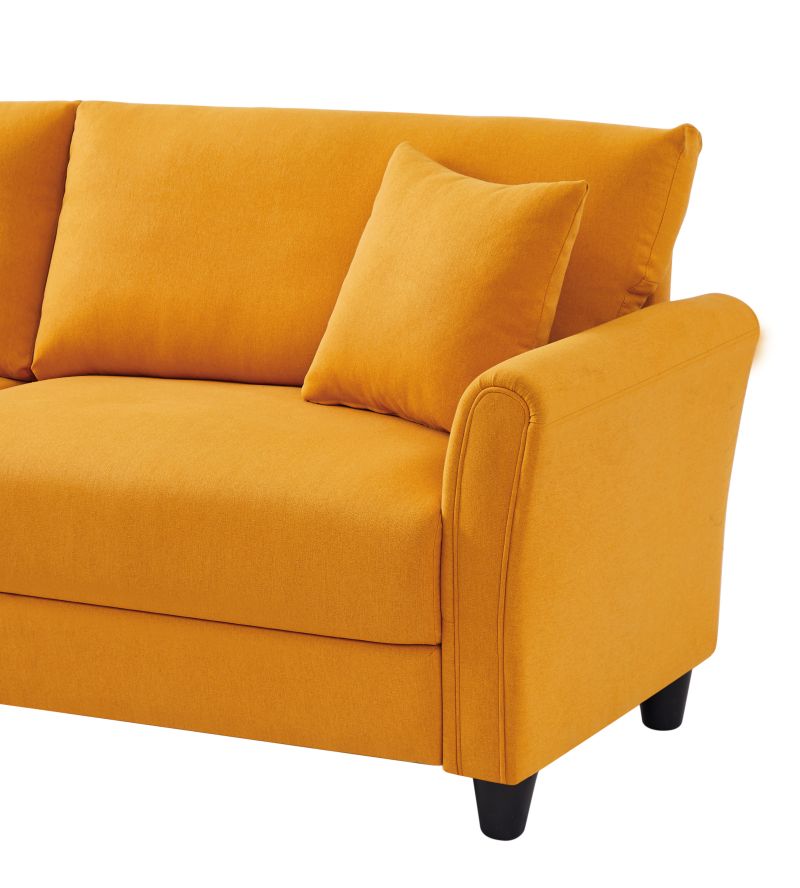 Blue Linen Loveseat Sofa with 2 Pillows V8646