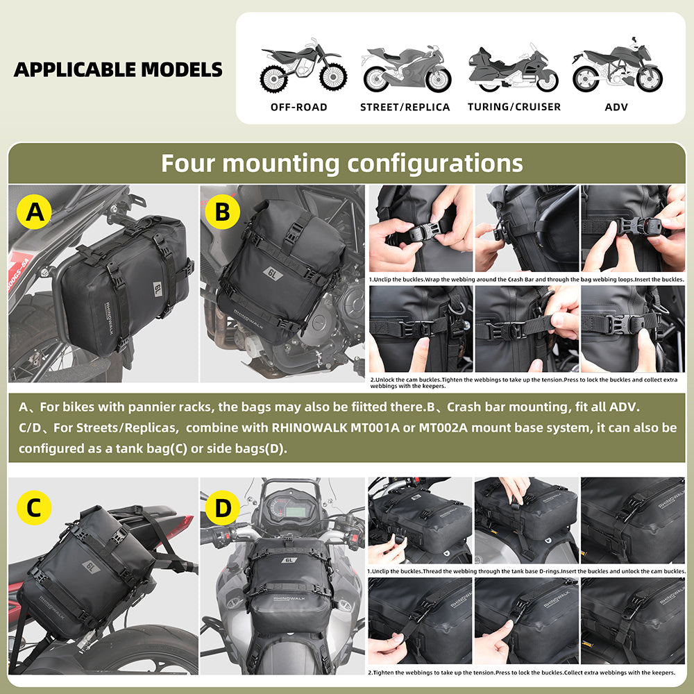 Waterproof 6L Motorcycle Crash Bar Bag N5593