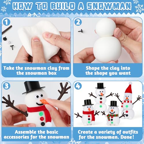 120 Pack Christmas Crafts DIY Snowman Making Kit with Air Dry Clay E146
