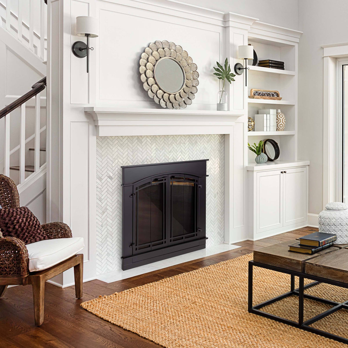 Black Fireplace Glass Door T228