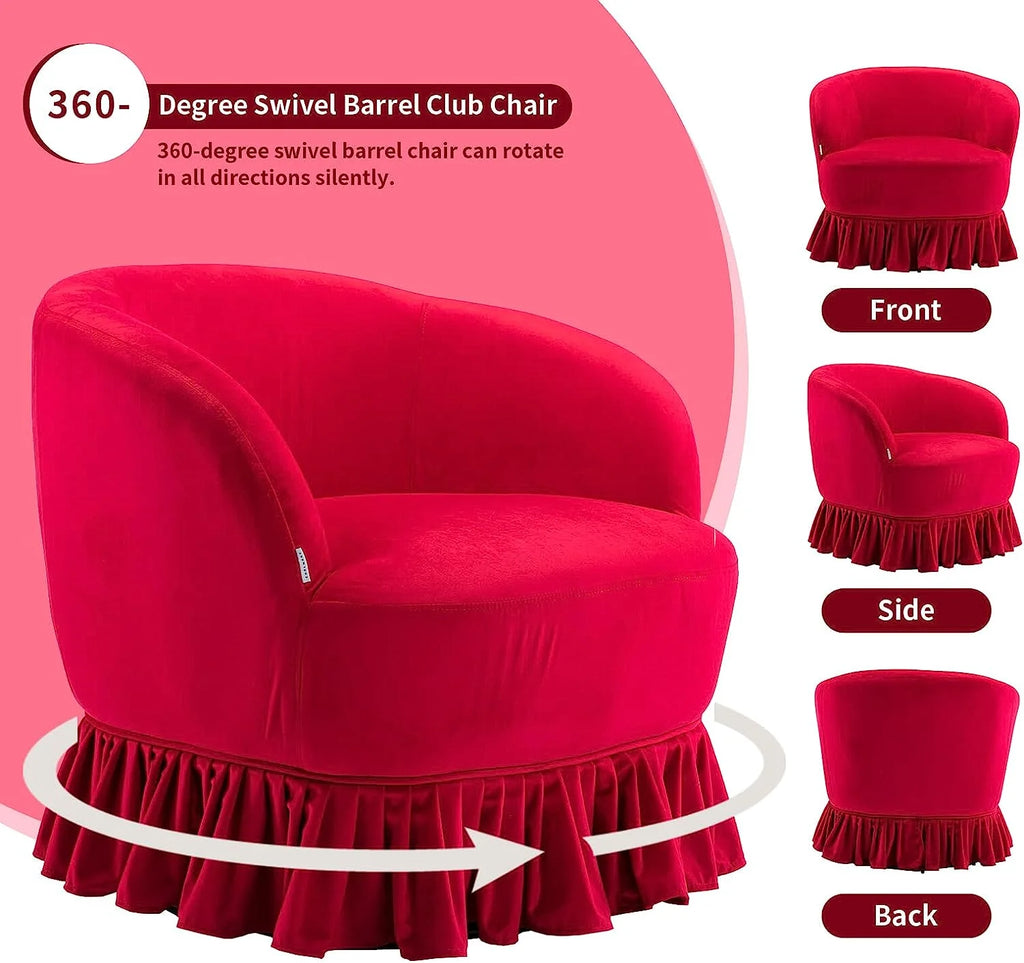 Red Velvet Swivel Barrel Chair O688
