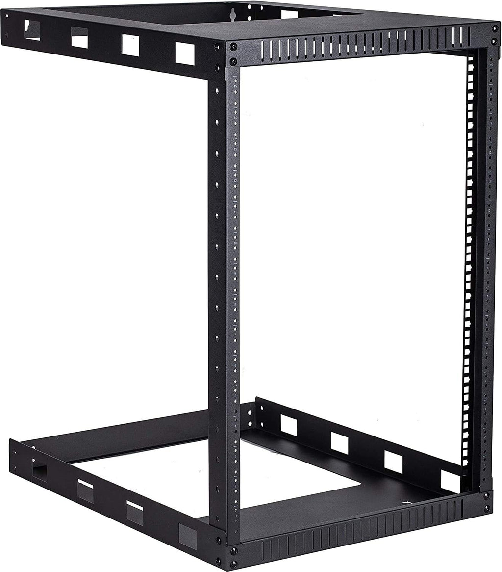 Wall Mount Rack Open Frame 19Inch Server Equipment Rack Heavy Duty Network Equipment Rack 17.75 Inch Deep Black 15U X20040