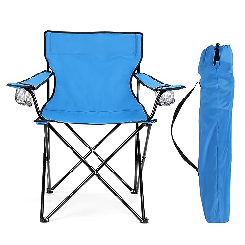 Oversized Folding Camping Chair with Cup Holders and Carrying Bag Black Y693