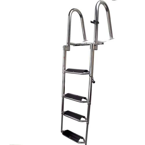 Heavy-Duty Stainless Steel Pontoon Boat Ladder with Handrails C324723