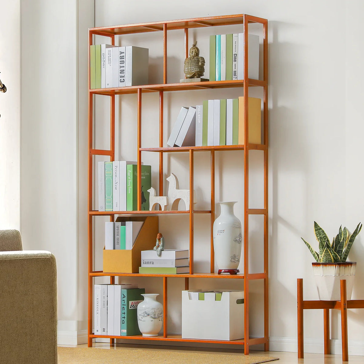 Bamboo 6 Tiers Brown Bookshelf L11094