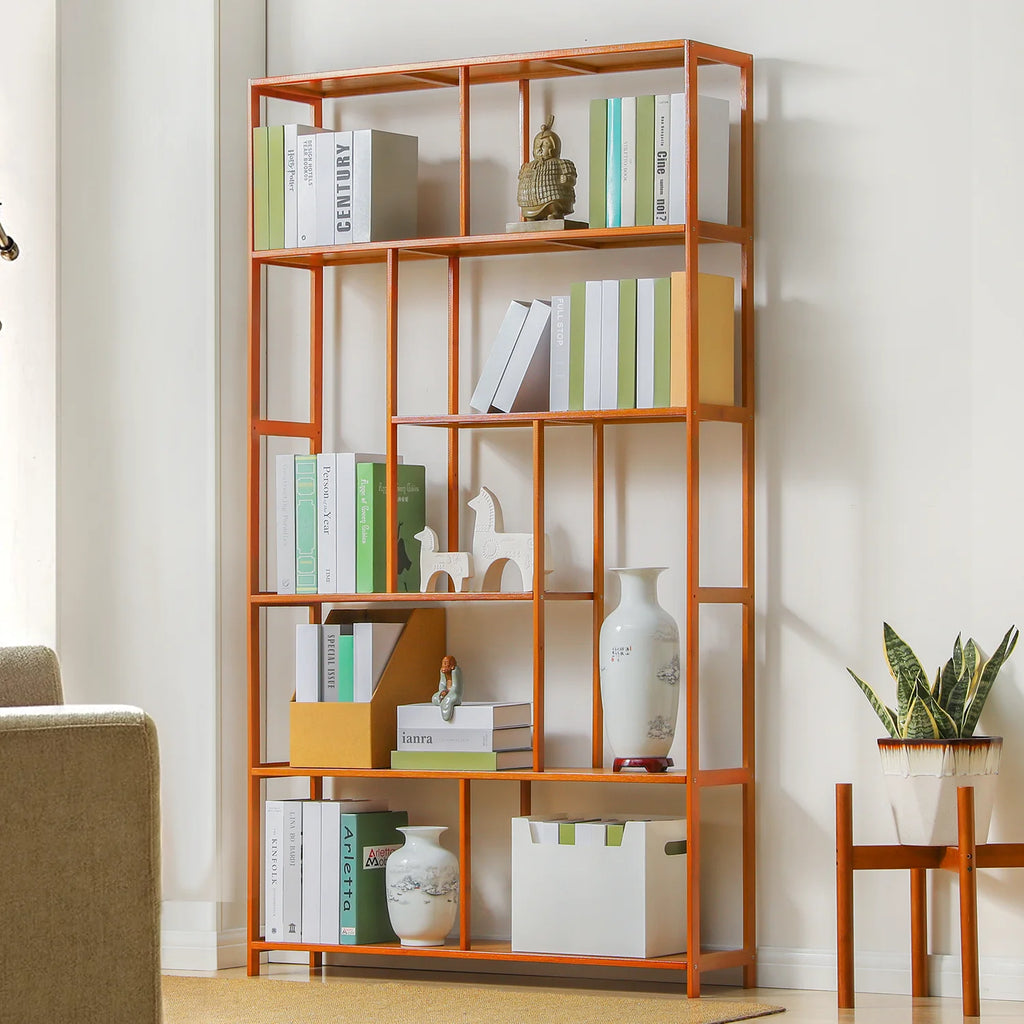 Bamboo 6 Tiers Brown Bookshelf E58277