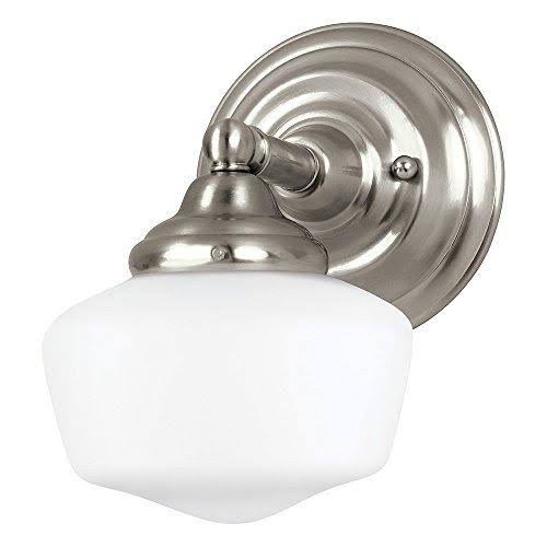 One-Light Bath or Wall Light Fixture with Satin White Glass, Brushed Nickel Finish O932463