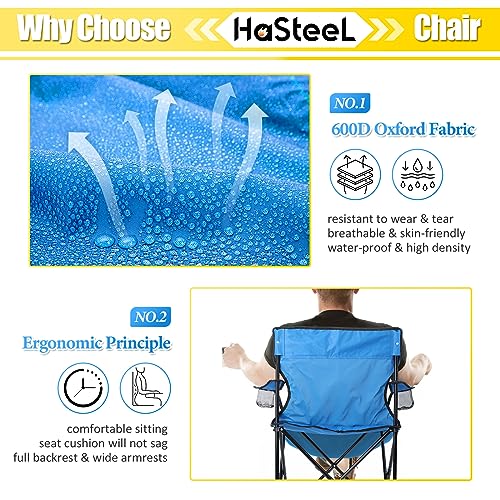 Oversized Folding Camping Chair with Cup Holders and Carrying Bag Black Y693