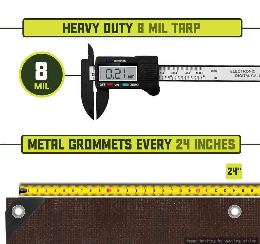 8 Mil Heavy Duty Waterproof Tarp 12′ X 25′Ft Z8800