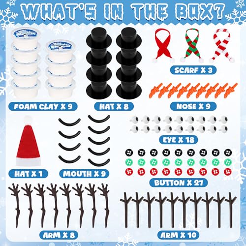 120 Pack Christmas Crafts DIY Snowman Making Kit with Air Dry Clay E146
