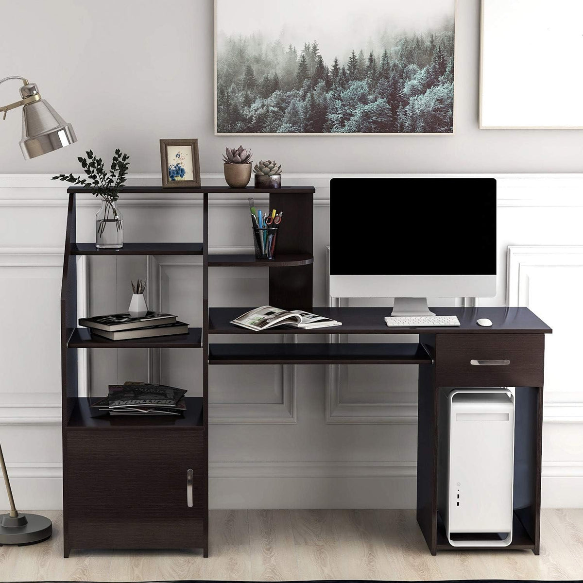 Computer Desk with Cabinet and Storage Drawer V580