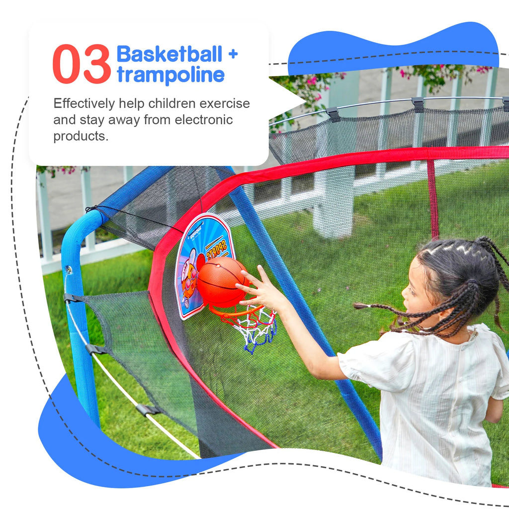 Small No-Gap Trampoline with Basketball Hoop I351