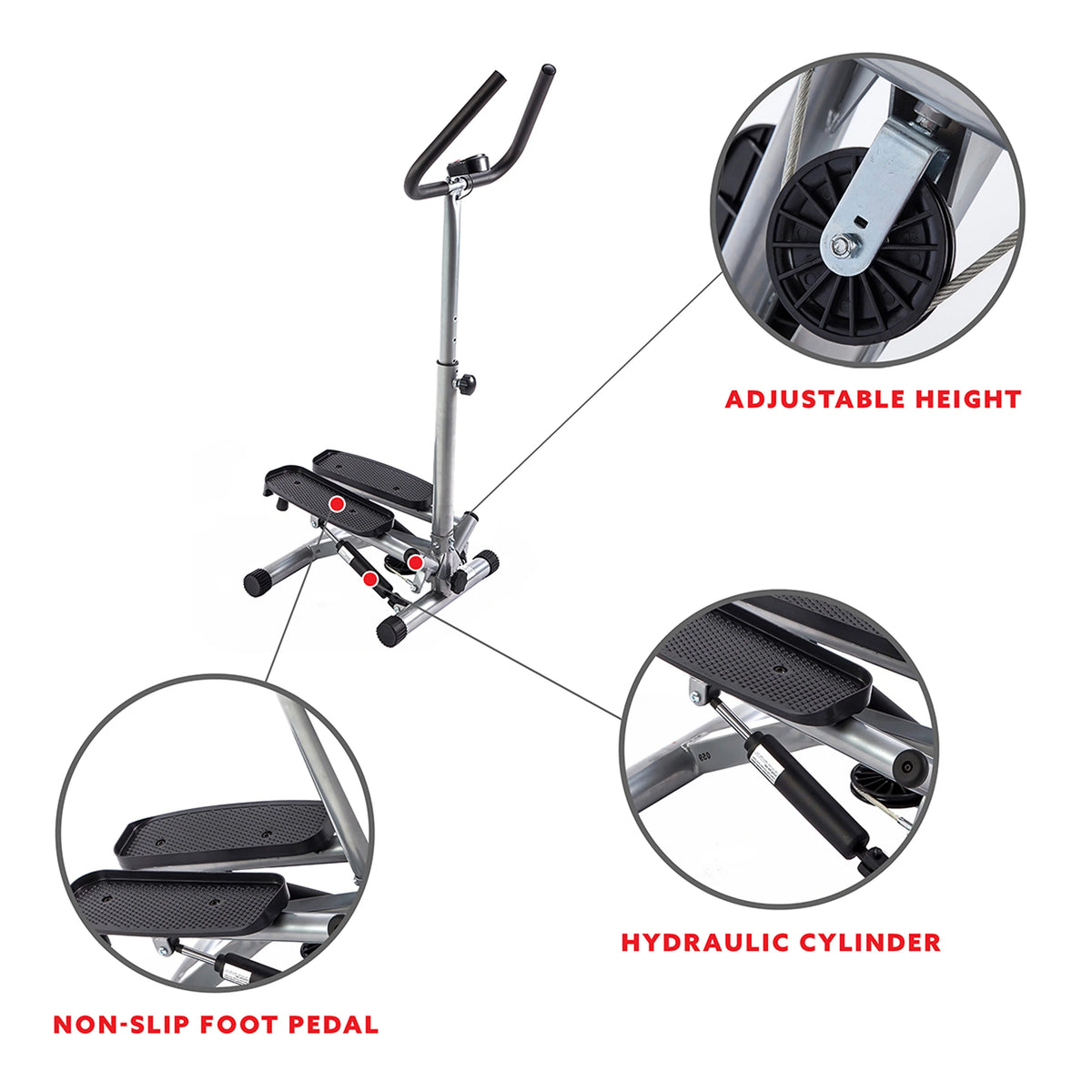 Stair Stepper Machine with Handlebar and LCD Monitor V752