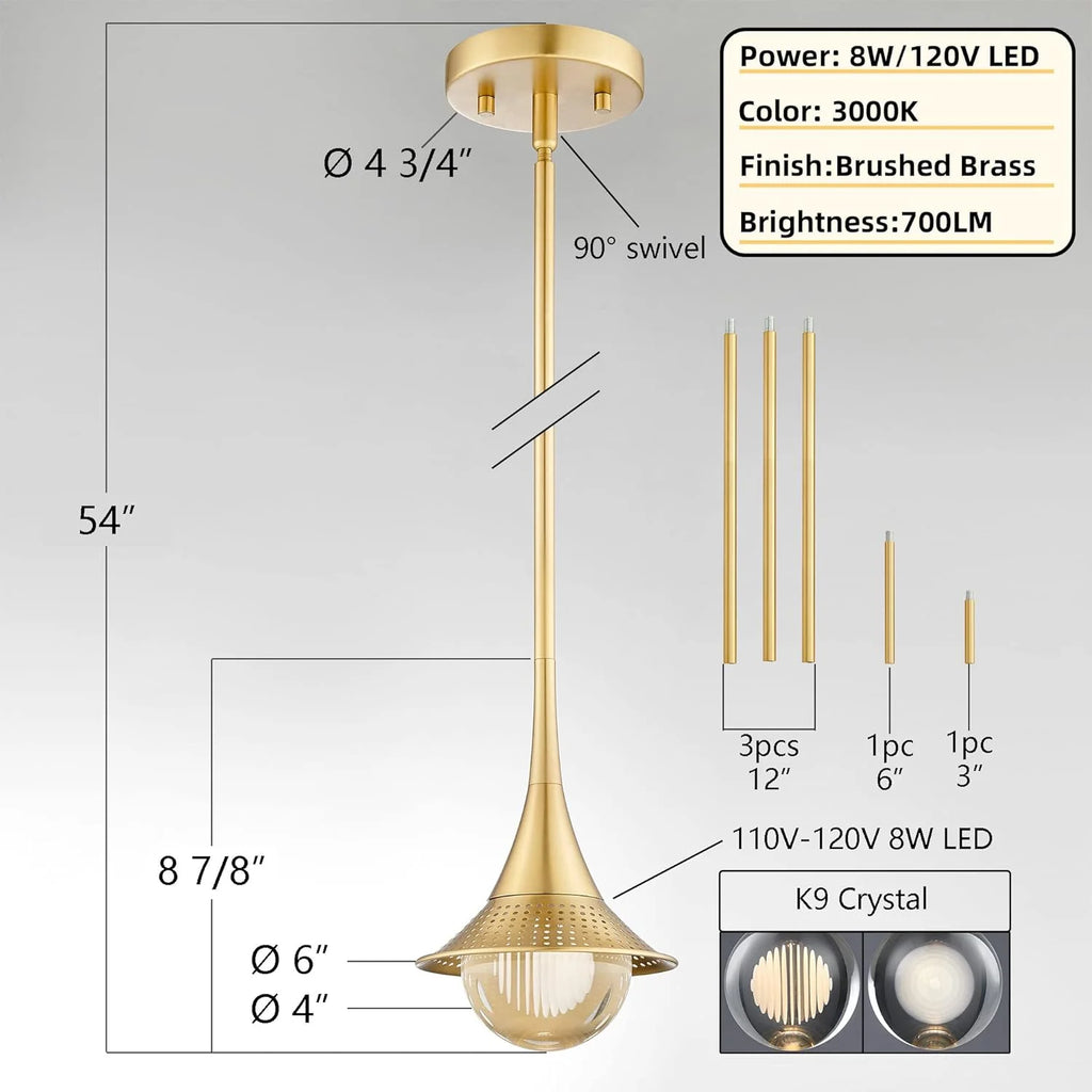 Gold Crystal Pendant Lights with Shade Q766319