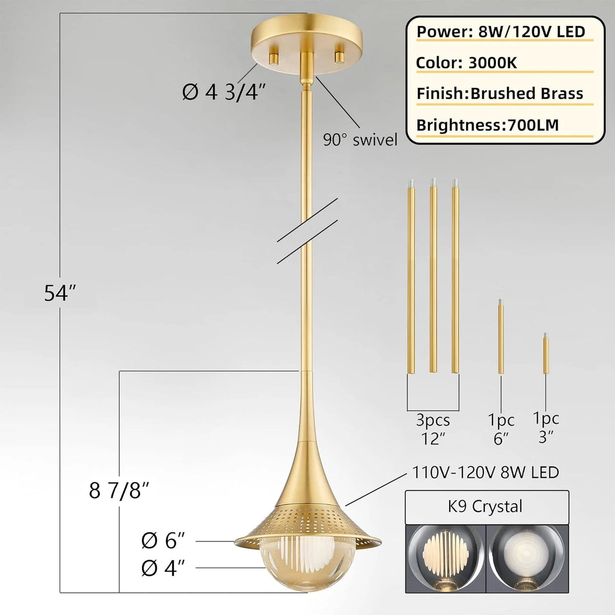 Gold Crystal Pendant Lights with Shade C16073