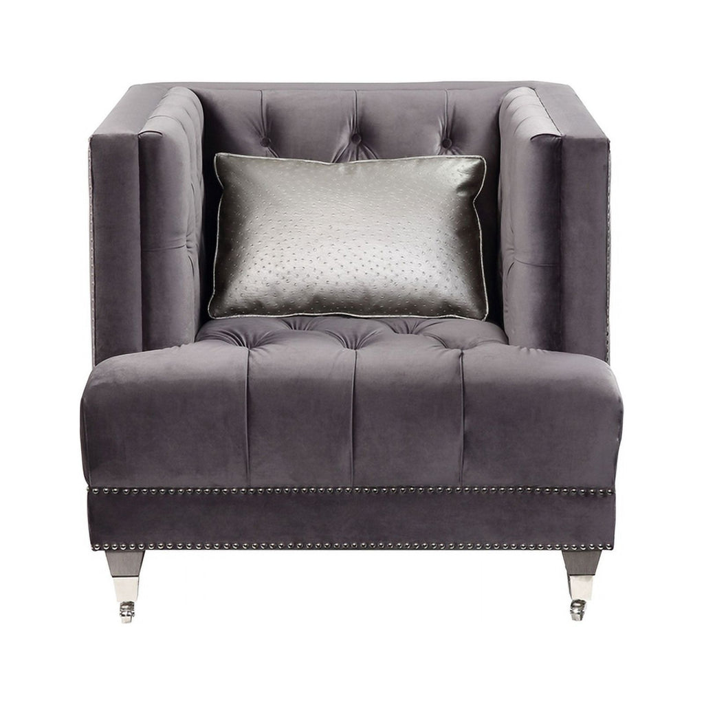 Gray Padded Accent Chair with Pillow M799347