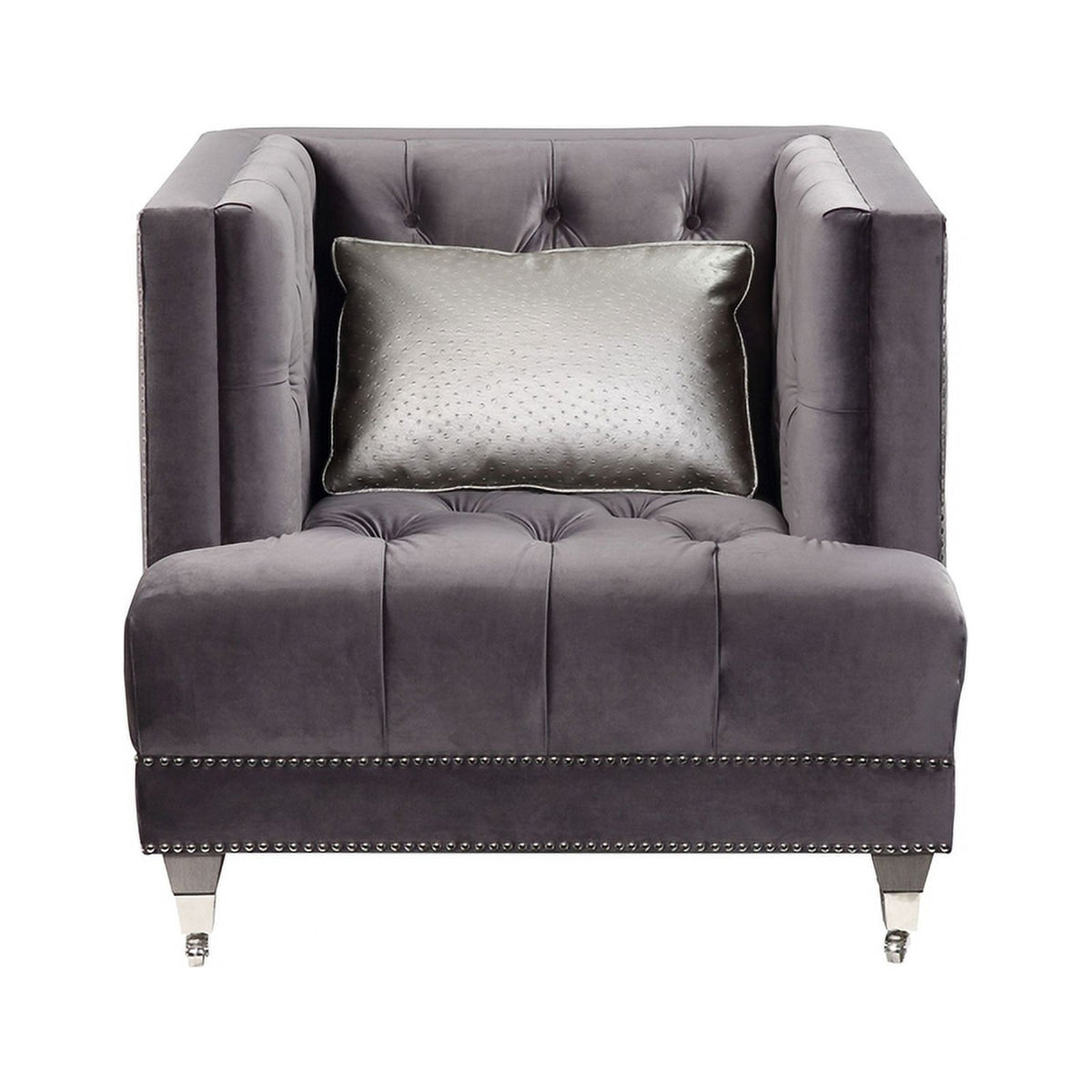 Gray Padded Accent Chair with Pillow M799347