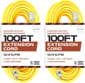 75 Foot Lighted Outdoor Extension Cord - 12/3 SJTW Heavy Duty Yellow Extension Cable with 3 Prong Grounded Plug, 15 AMP I9977