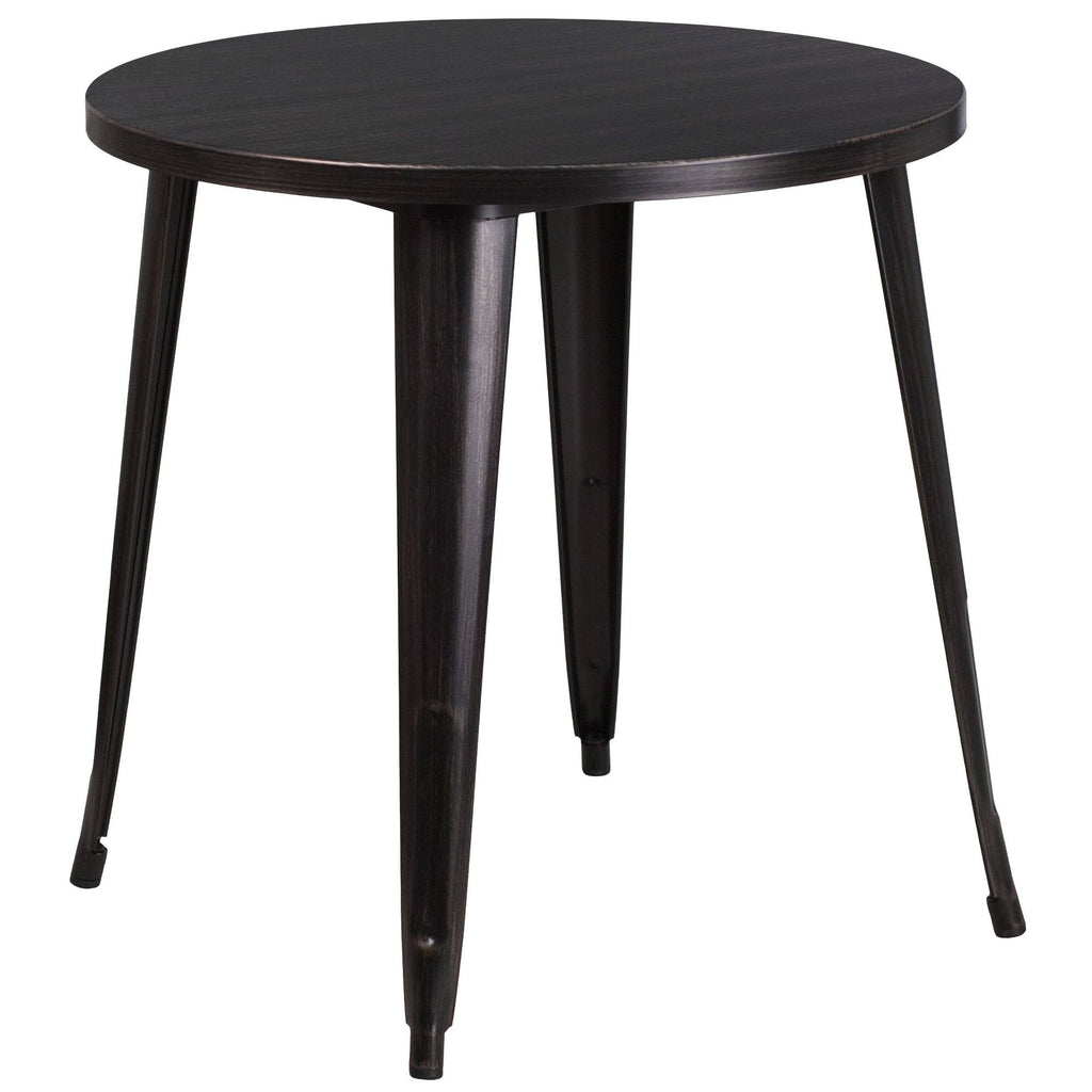 Round Black-Antique Gold Metal Table Set with 4 Cafe Chairs L47563