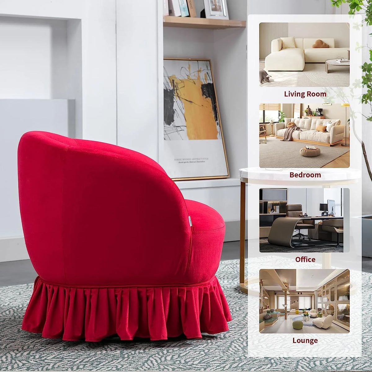 Red Velvet Swivel Barrel Chair O688