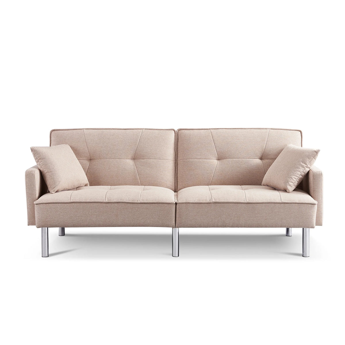 Beige Velvet Tufted Convertible Sofa Sleeper U427