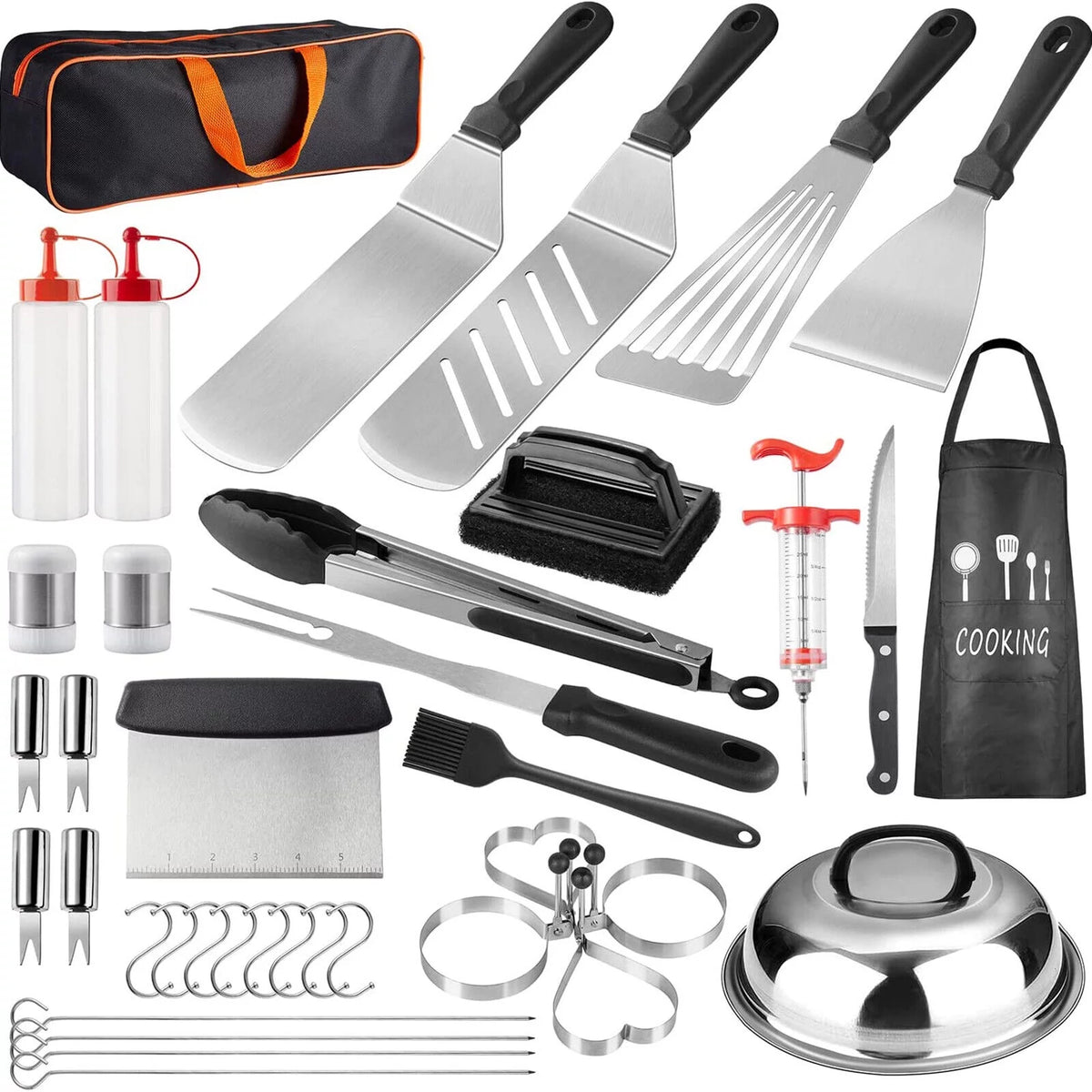 38 Pc Stainless Steel Griddle Accessories Kit with Carry Bag U21786