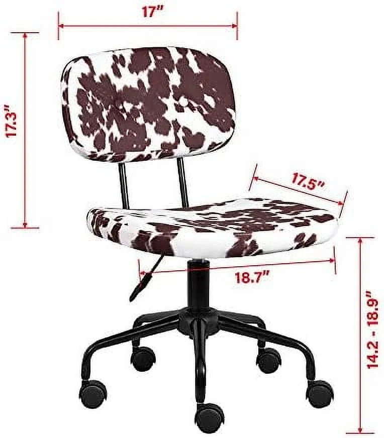 Plush Fabric Cow Print Swivel Office Chair J343