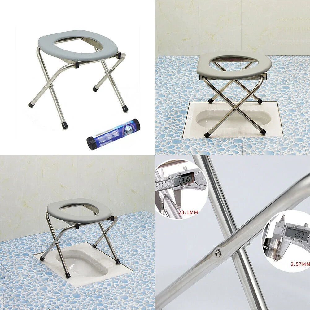 Portable Folding Toilet Seat with 10 Pcs Replacement Bags W85887