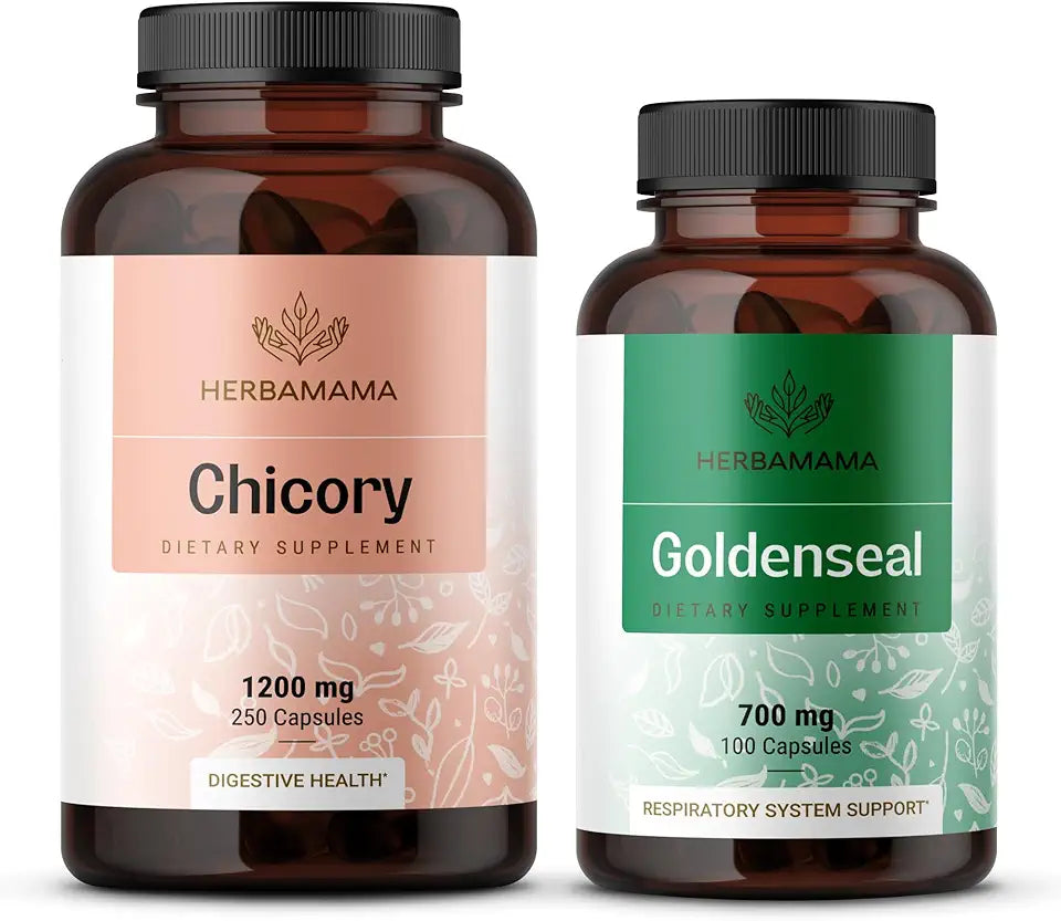 Chicory and Goldenseal Root Capsules 2 Pack Vegan Non-GMO F98232