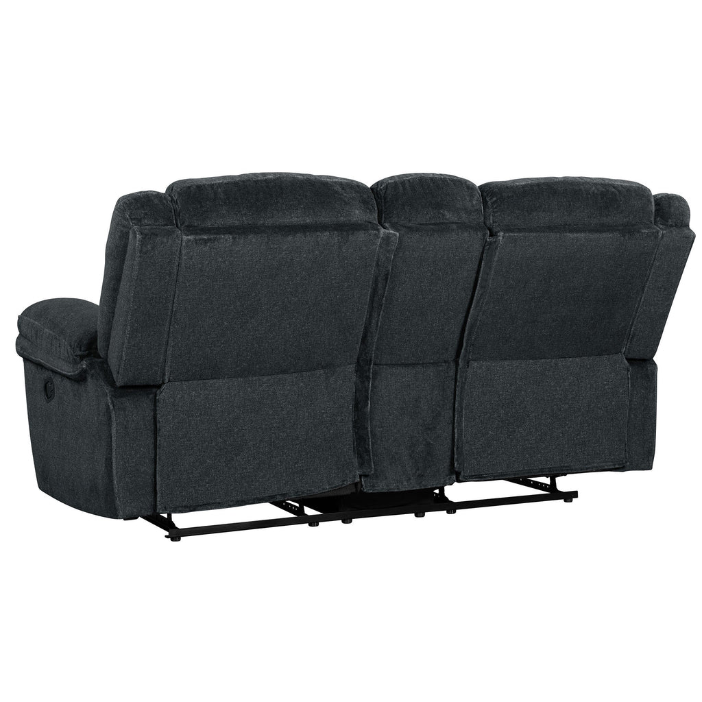 Dark Blue Manual Reclining Sofa with Storage O6886