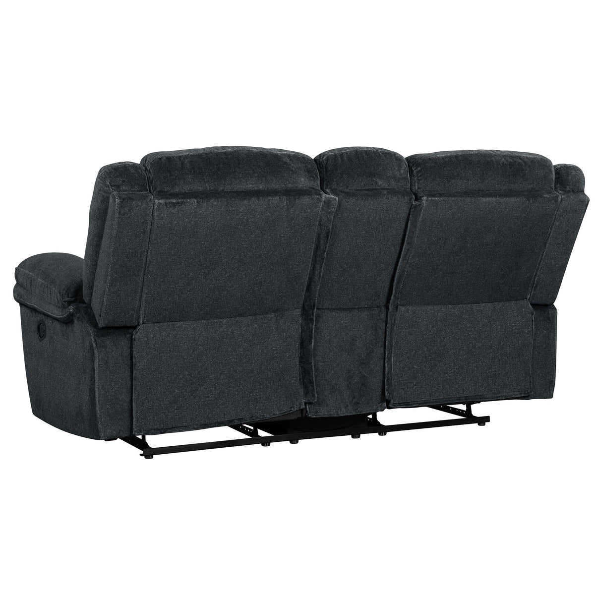 Dark Blue Manual Reclining Sofa with Storage O6886