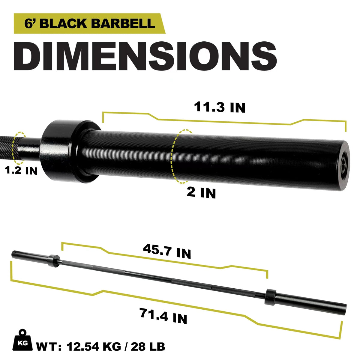 2-Inch Olympic Barbell Weight Bar 7ft 700-Pound Capacity O802