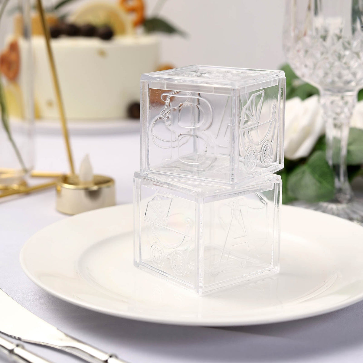 2" Clear Fillable Baby Blocks - 12/pk J2079