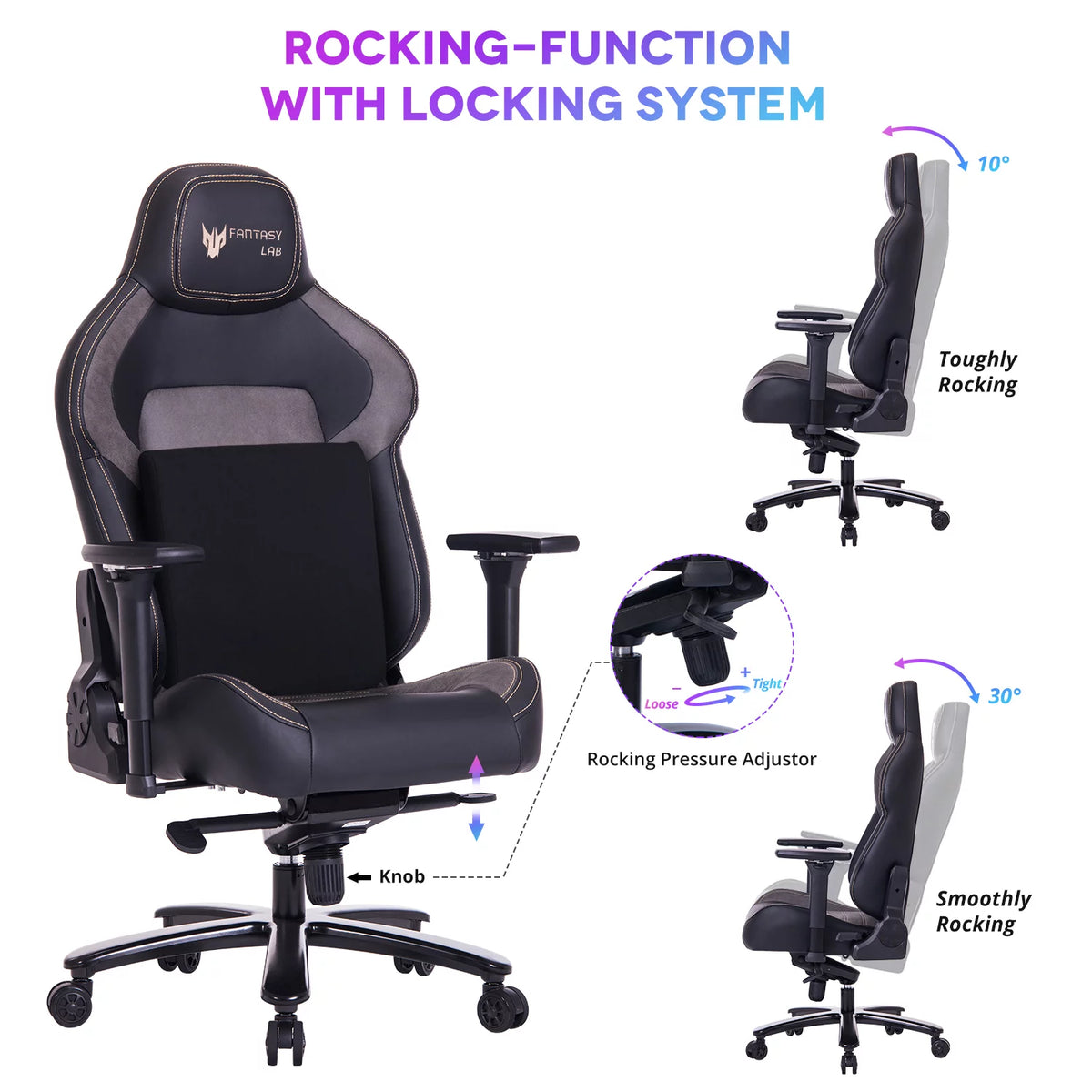 Big and Tall Black Gaming Chair with Gel Foam Lumbar 4D Arms Metal Base H757133