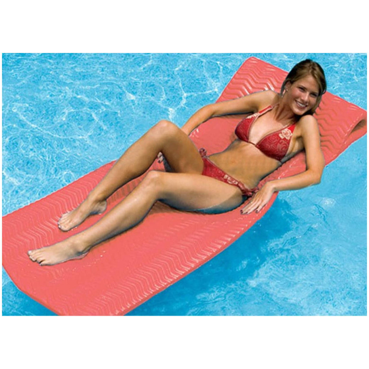 Coral Red Floating Swimming Pool Mattress Raft B34728