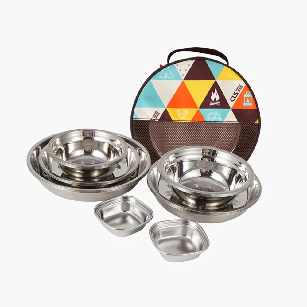 22PCS Portable Stainless Steel Camping Tableware Set with Storage Bag K671