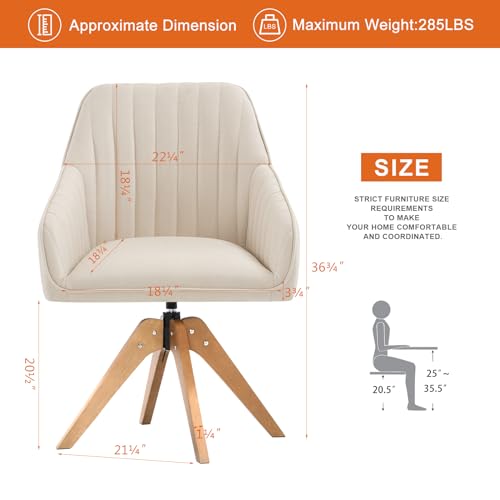 Beige Faux Linen Swivel Accent Chair with Arms Z91966