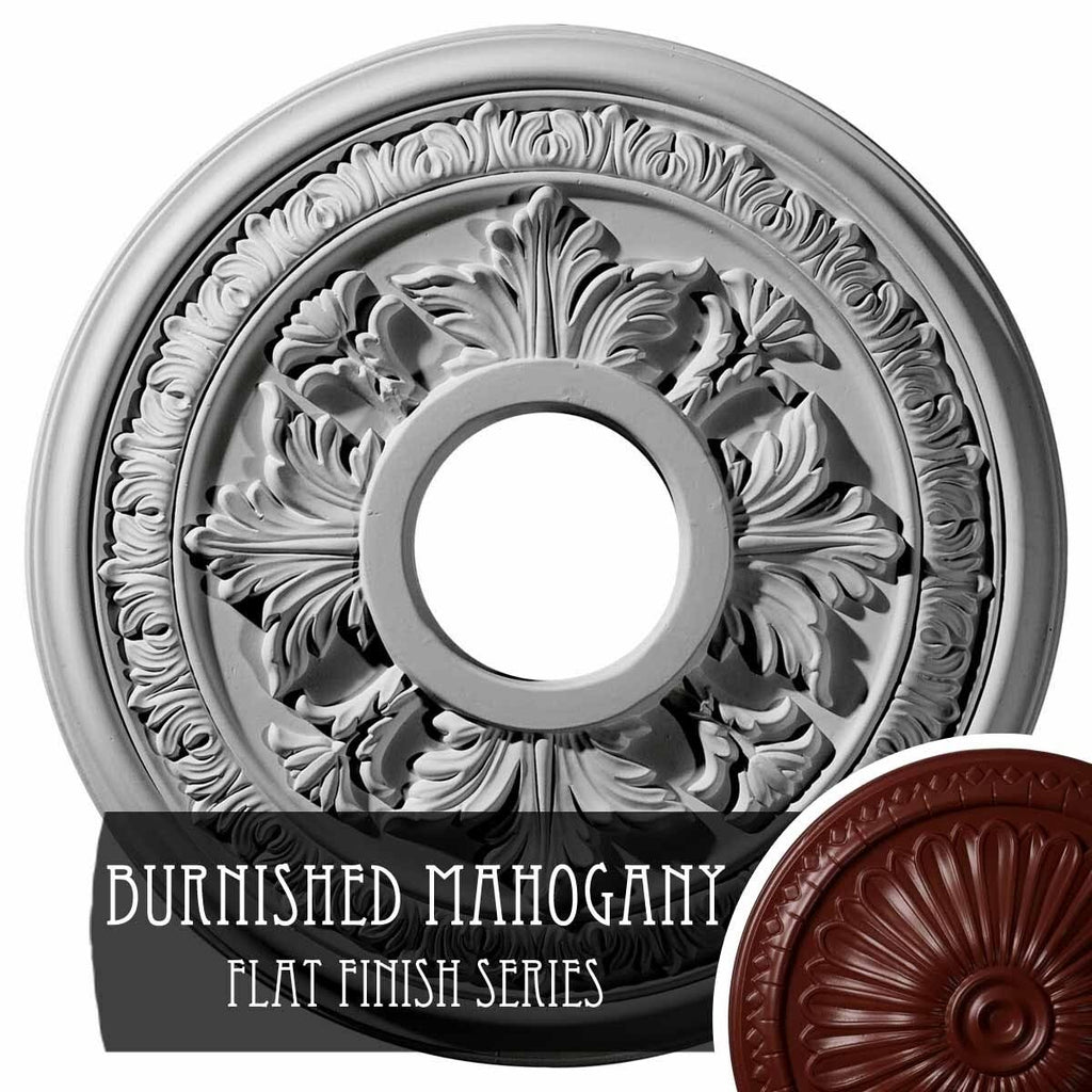 15 3/8x22OD x 4 1/4x22ID x 1 1/2x22P Hand-Painted Brushed Mahogany Ceiling Medallion P136