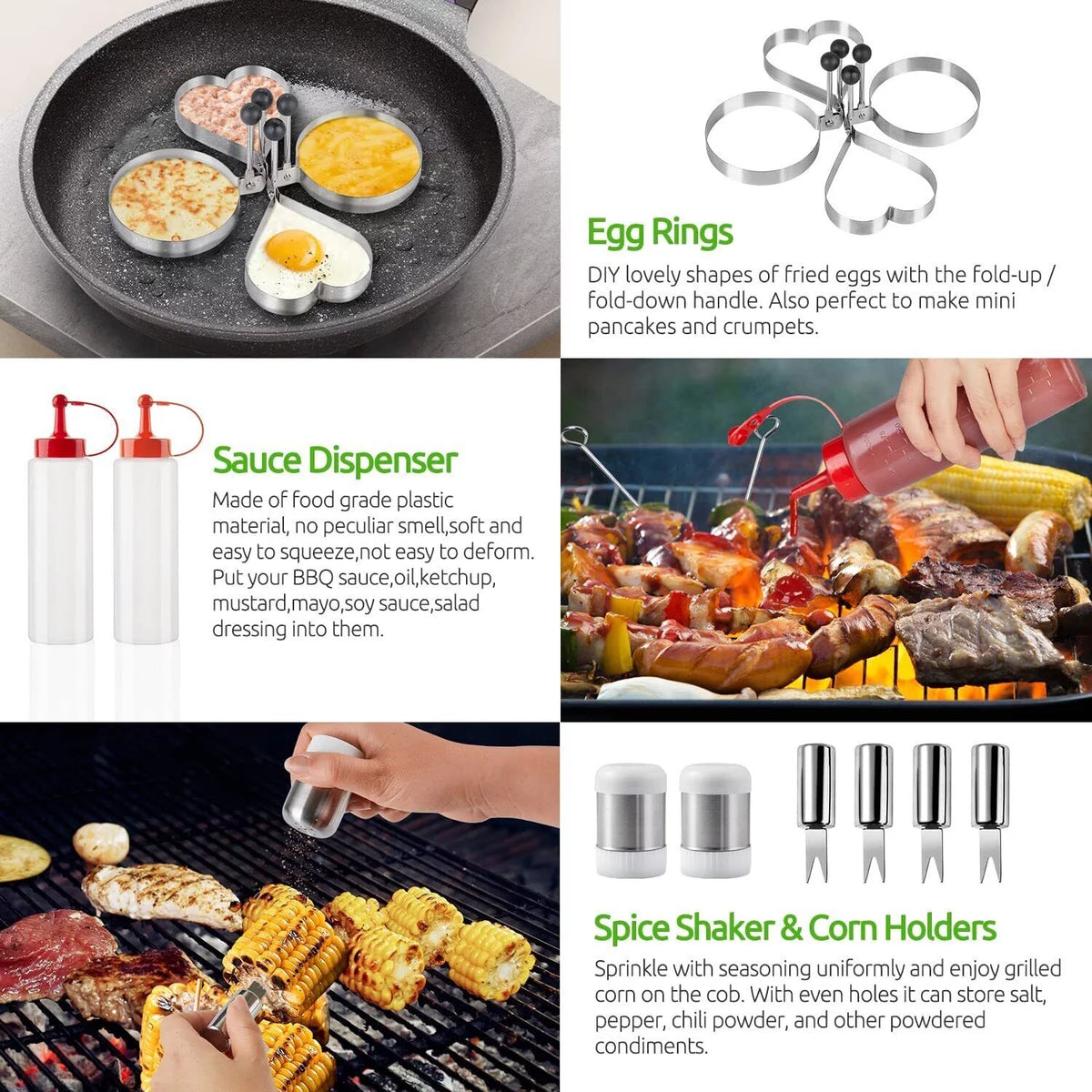 38 Pc Stainless Steel Griddle Accessories Kit with Carry Bag I6555
