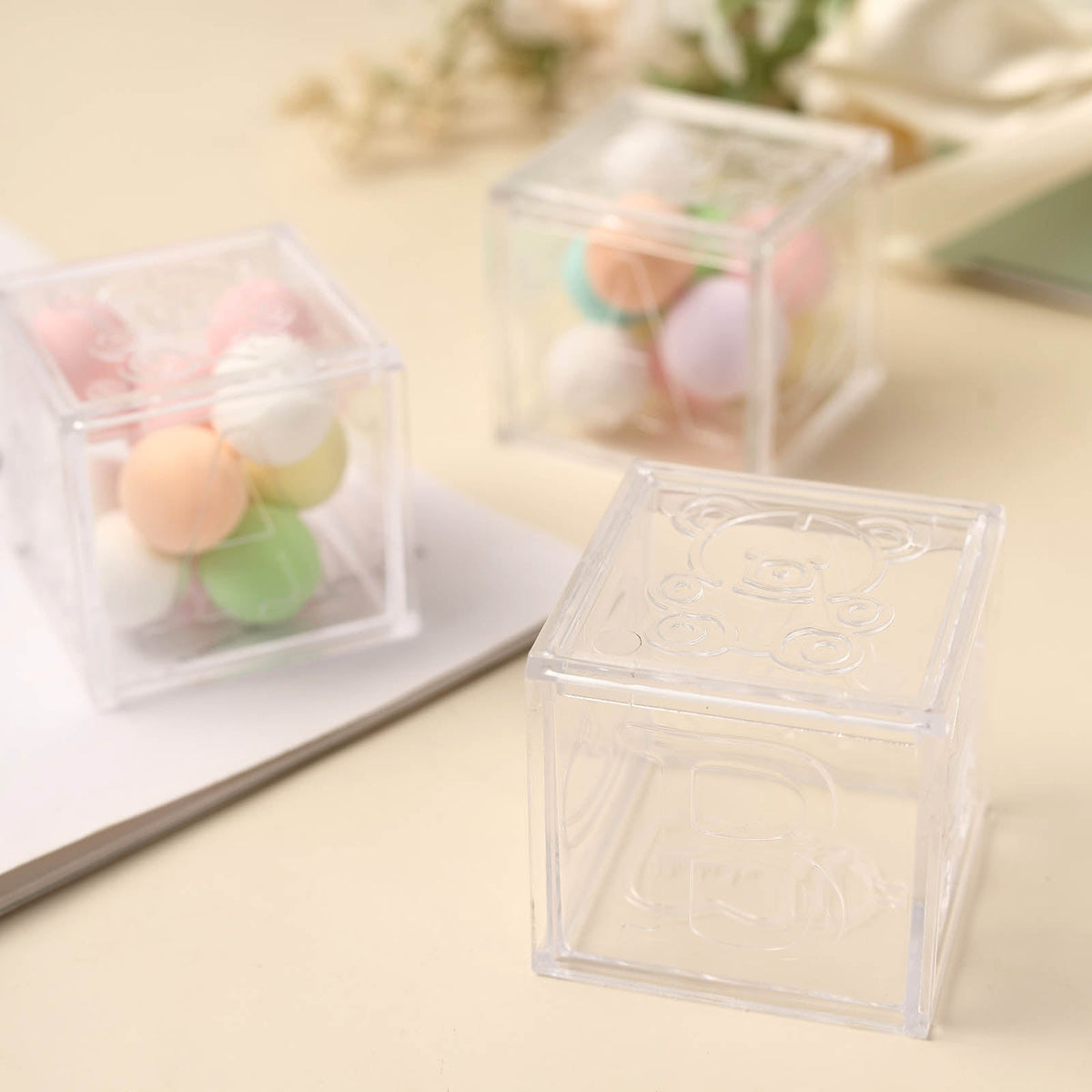2" Clear Fillable Baby Blocks - 12/pk J2079