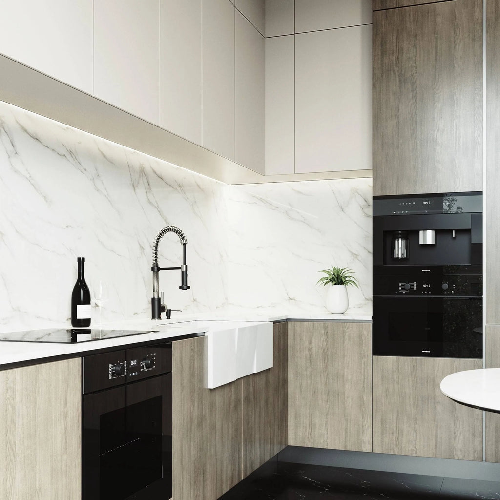 33 inch Matte Stone Farmhouse Apron Kitchen Sink Set with Stainless Steel Faucet S554304