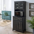Gray Microwave Stand with Top and Bottom Cabinets X485