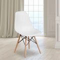 2 Pack White Plastic Chair with Wooden Legs Z39590
