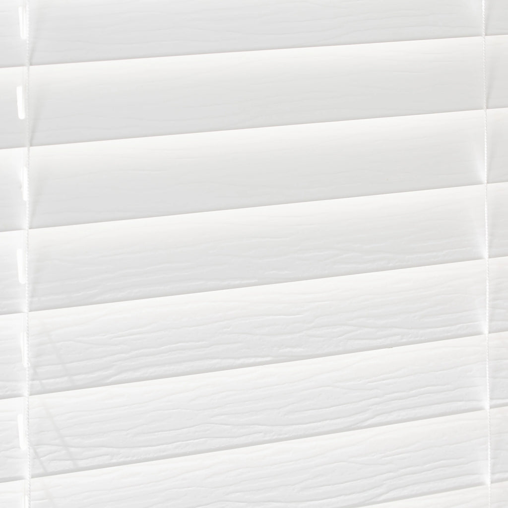 White 2-inch Cordless Faux Wood Horizontal Window Blinds E2380
