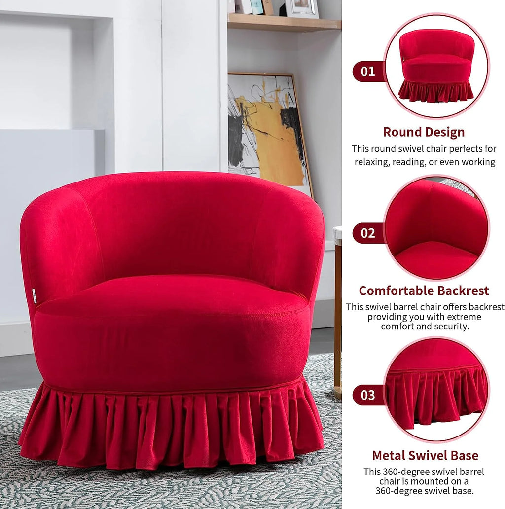 Red Velvet Swivel Barrel Chair O688