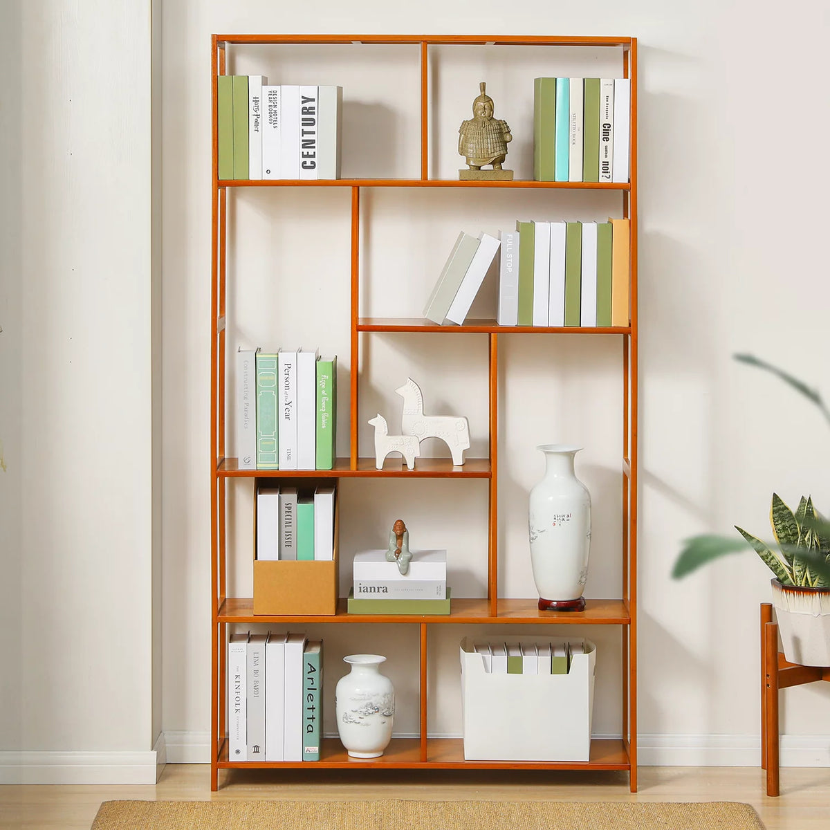 Bamboo 6 Tiers Brown Bookshelf E58277