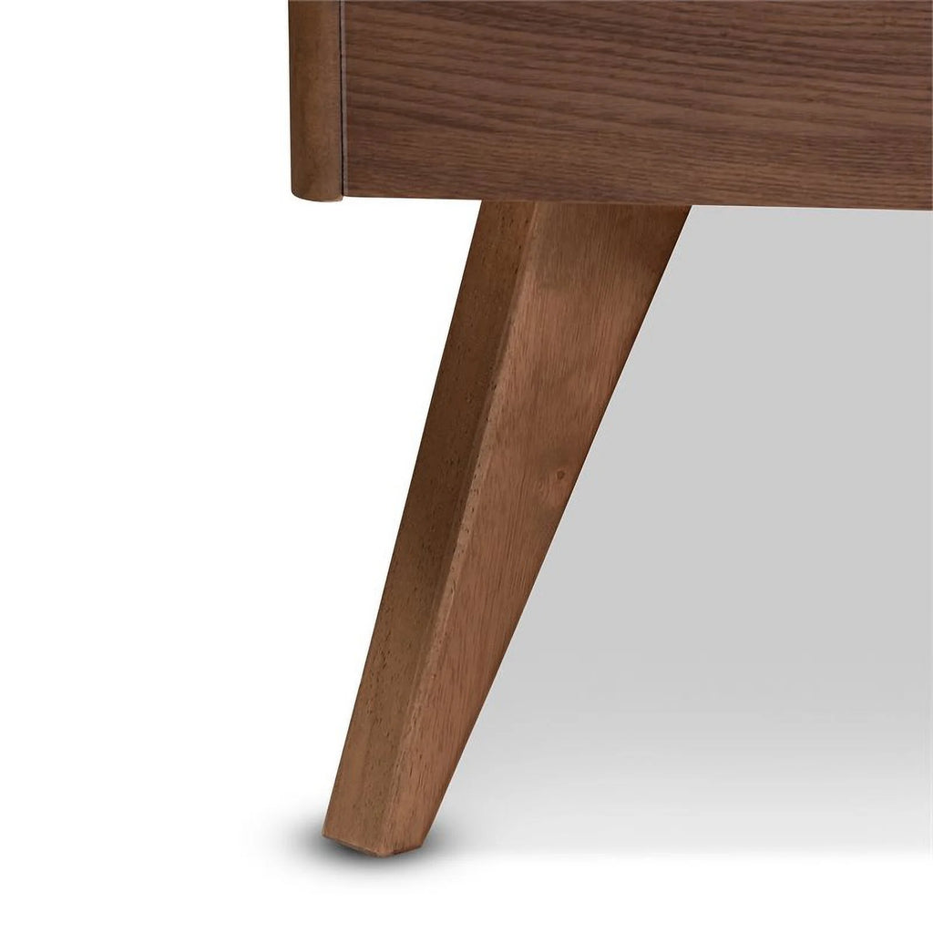 Mid-Century Wood and Fabric King Platform Bed C7092